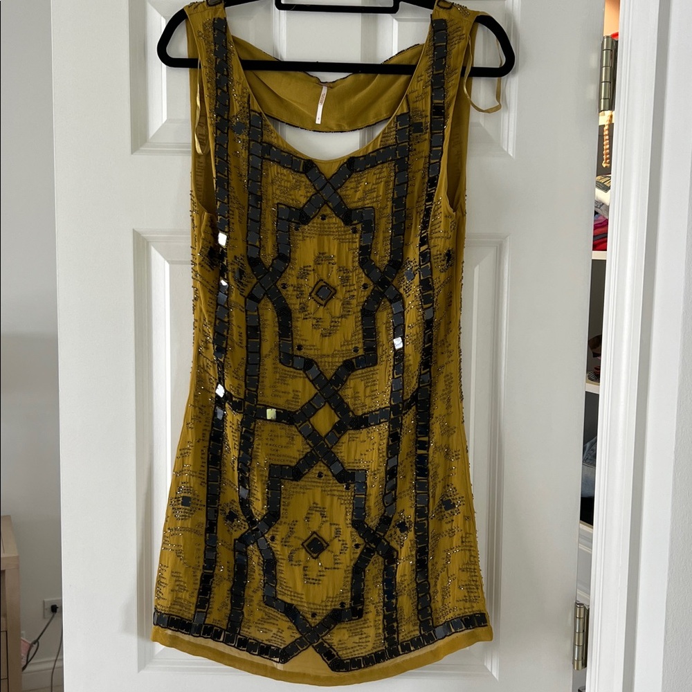 Free People Gold and Black Sequin Dress